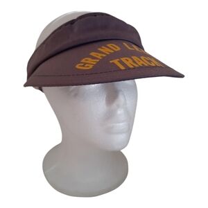 Vintage Grand Ledge Track faded navy blue sun visor terry cloth lined